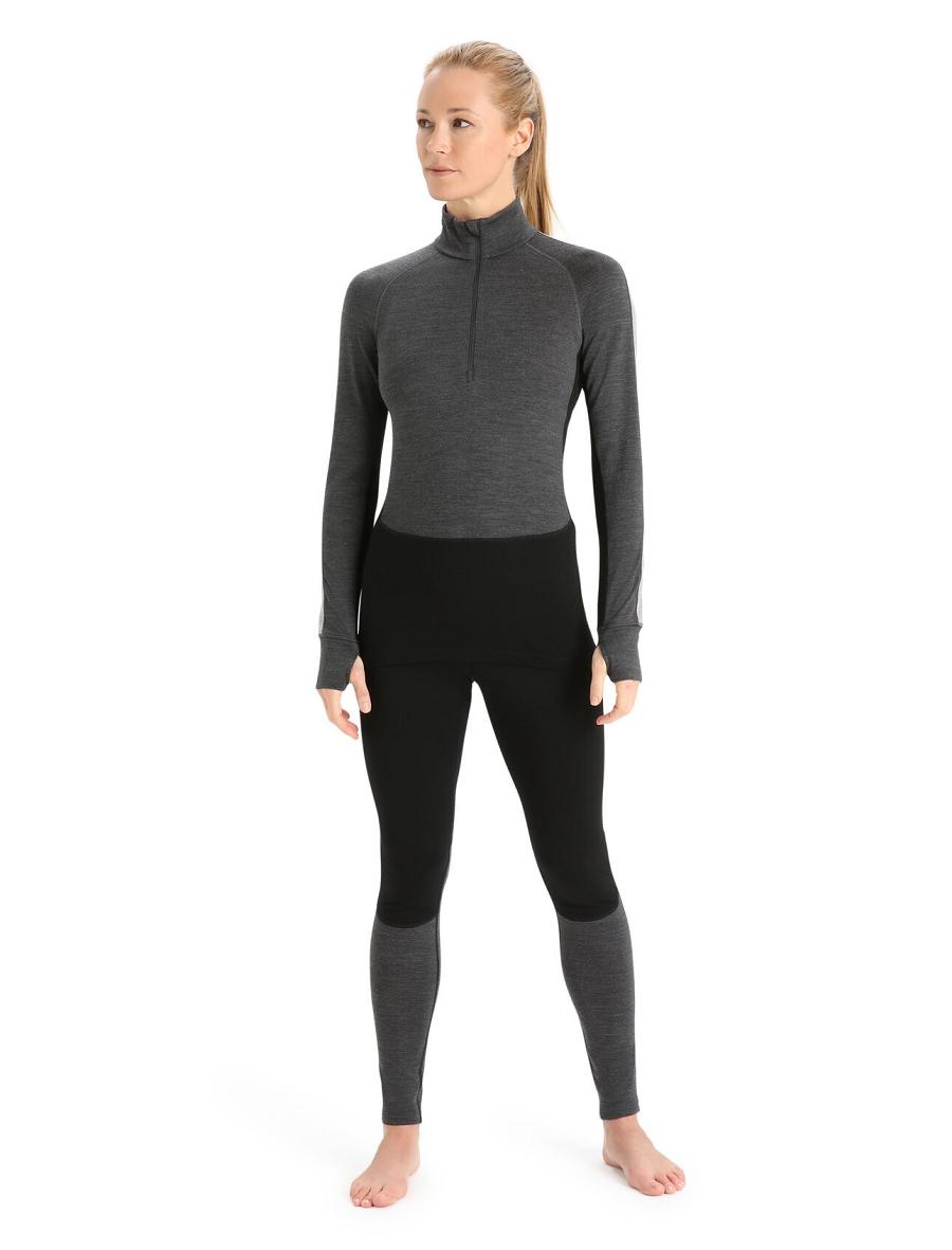 Jet Heather / Black Women's Icebreaker 260 ZoneKnit™ Merino Long Sleeve Half Zip Base Layers | USA 1880TCEV